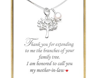 Sterling Silver Tree of Life Necklace, Gift for Mother in Law, Mother of the Bride Gift from Groom, Mother of the Groom Gift from Bride