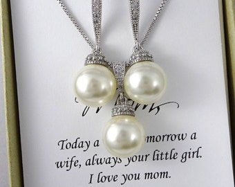 Mother of the Bride Gift Jewelry Set, Swarovski Ivory Pearl Wedding Jewelry Set, Gift for Mom, Bridal Jewelry Set, Wedding Jewelry Set