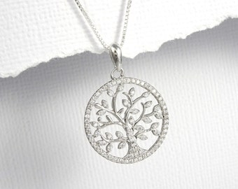 Tree of Life Necklace, Gift for Mom, Gift for Grandma, Gift for Grandmother, Sterling Silver Tree of Life Necklace