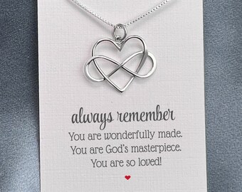 Sterling Silver Infinity Heart Necklace for Women, Daughter Christmas Gift Necklace, Best Friend Gift Necklace, Gift for a Teenage Girl