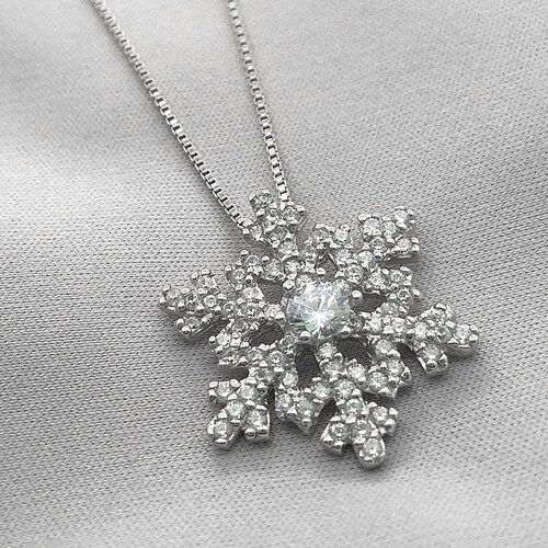 Sterling Silver Snowflake Necklace Gift for Her Winter - Etsy