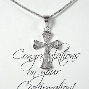 Cross Necklace, Silver Cross Necklace, Confirmation Necklace, Christmas Gift Necklace, Godmother Gift, Goddaughter Gift