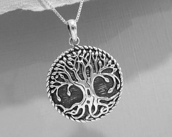Sterling Silver Tree of Life Necklace,  Gift For Mom, Stepmother Gift, Gift for Grandmother