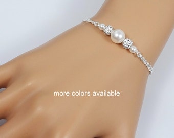 Pearl Wedding Bracelet, Bridesmaid Gift, Bridesmaid Bracelet, Bridal Party Gift, Wedding Jewelry, Bridesmaid Jewelry, White Pearl Bracelet