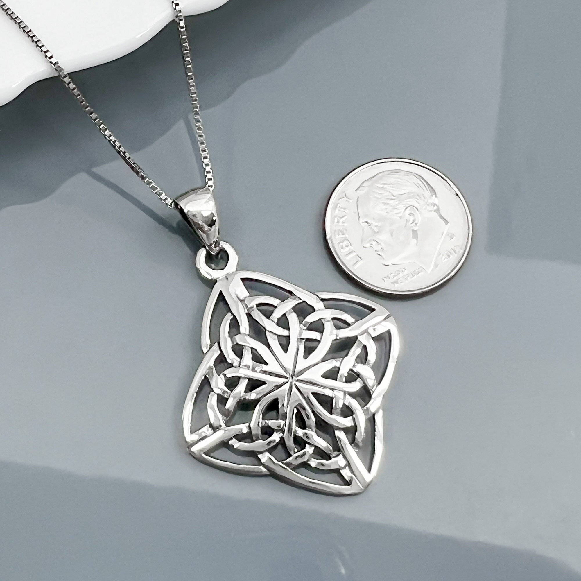 Sterling Silver Celtic Knot Pendant Necklace, 925 Sterling Silver ...