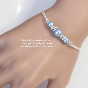 Custom Bridesmaid Bracelet,  Swarovski Light Blue Pearl Bridesmaid Bracelet, Bridal Bracelet, Bridesmaid Gift, Maid of Honor Gift