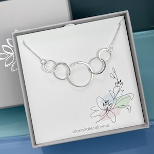 5 Circles Necklace, Five Rings for Five Decades, Sterling Silver Interlocking Circles Necklace, 50th Birthday Gift, 50th Anniversary Gift