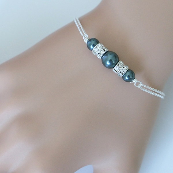 Teal Bracelet, Swarovski Tahitian Look Pearl Bridesmaid Bracelet, Teal Bracelet, Bridesmaid Bracelet, Bridesmaid Gift, Teal Wedding Bracelet