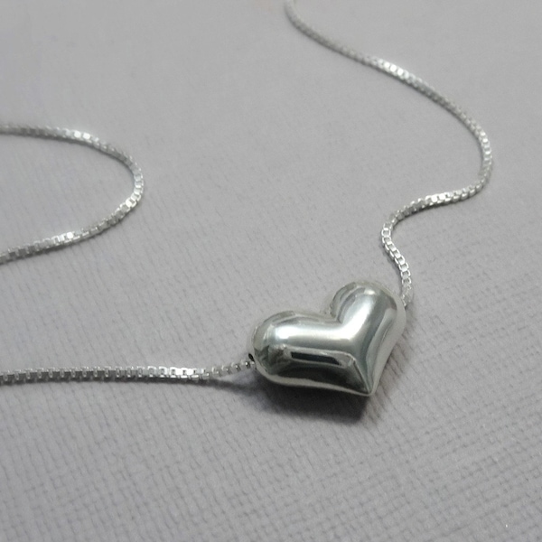 Heart Necklace, Gift for Her, Gift for Mom, Silver Heart Necklace, Sterling Silver Heart Necklace, Bridesmaid Necklace, Wedding Necklace
