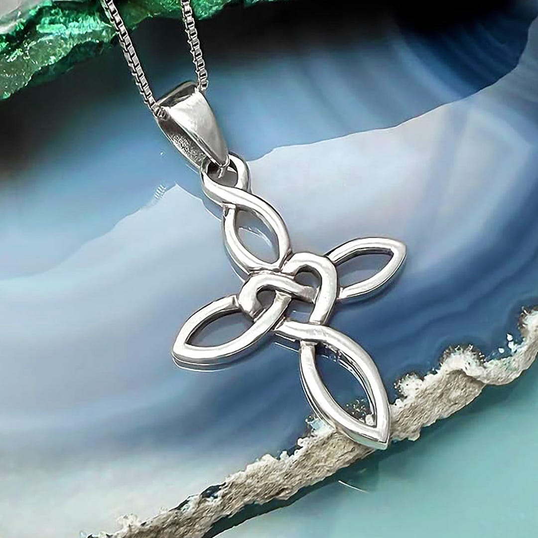 Celtic Cross Necklace Sterling Silver Necklace Infinity Heart Cross ...