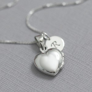 Personalized Heart Locket Necklace, Sterling Silver Heart Locket Necklace, Sterling Silver Heart Necklace, Initial Necklace, Girlfriend Gift