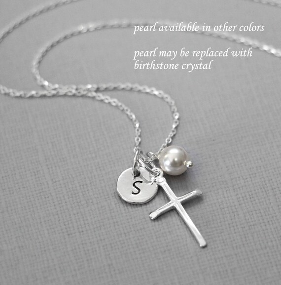 Personalized cross sale necklace girl