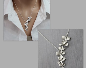 Cascade Orchid Necklace, Bridal Necklace, Bridesmaid Necklace, Wedding Necklace, Mother of the Groom Gift, Mother of the Bride Gift