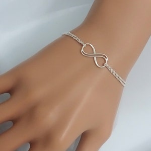 Sterling Silver Infinity Bracelet, Gift for Her, Christmas Gift, Girlfriend Gift Bracelet, Friendship Bracelet, Christmas Gift Bracelet image 1