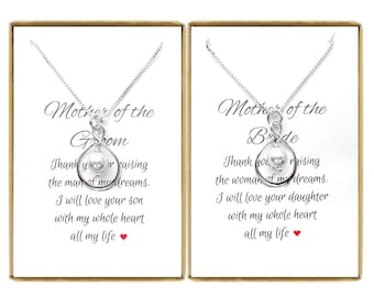 Mother of the Bride Gift Necklace, Mother of the Groom Gift Necklace, Sterling Silver Infinity Necklaces, Gifts for Mom Wedding,