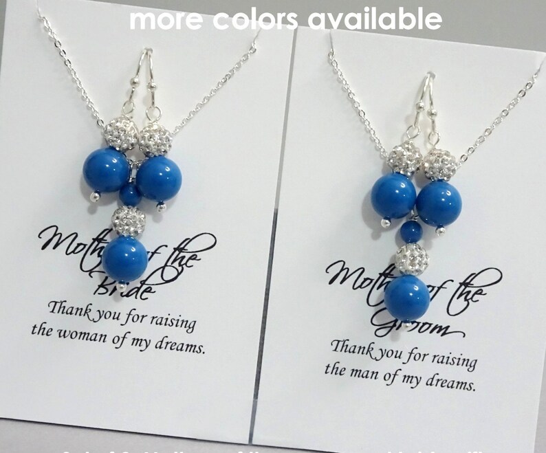 Cerulean Blue Jewelry Set Bridal Party Jewelry Set Lapis Cerulean Blue Pearl Jewelry Set Mother of the Bride Gift Mother of the Groom Set
