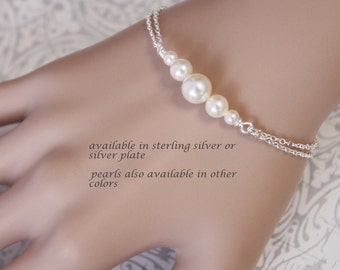 Ivory Pearl Bridal Bracelet, Bridesmaid Bracelet, Swarovski Ivory Pearl Chain Bracelet, Will You Be My Bridesmaid, Maid of Honor Gift