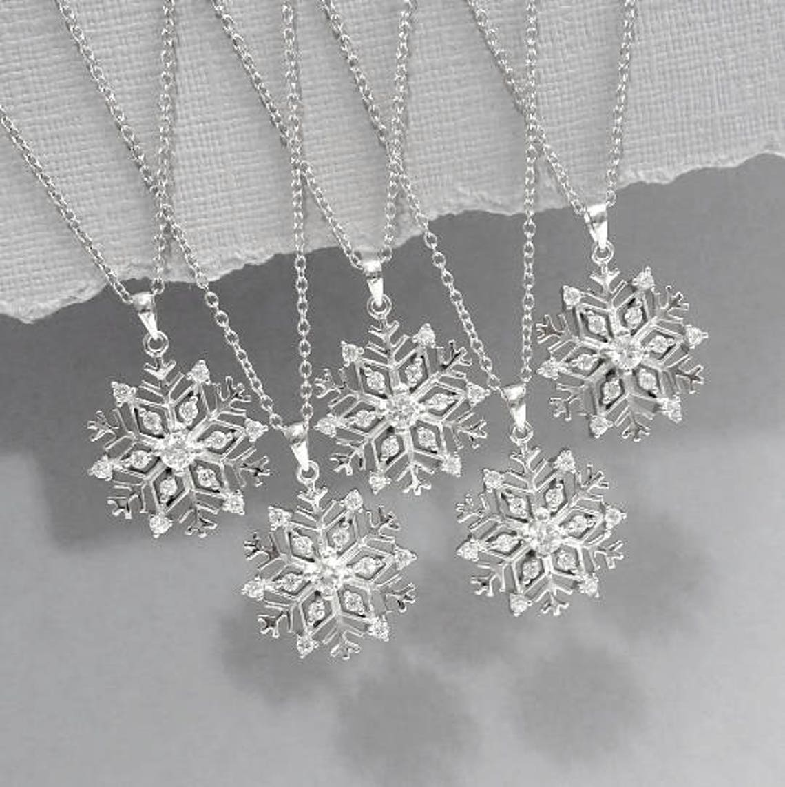 Snowflake Bridesmaid Necklace Sterling Silver Snowflake image 1