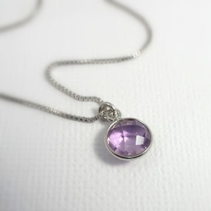 Amethyst Necklace, Sterling Silver Amethyst Necklace, Layering Necklace, Gift for Mom, Girlfriend Gift, Gift for Her, February Necklace