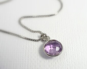 Amethyst Necklace, Sterling Silver Amethyst Necklace, Layering Necklace, Gift for Mom, Girlfriend Gift, Gift for Her, February Necklace