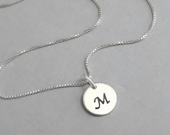 Tiny Sterling Silver Initial Necklace, Monogram Necklace, Sterling Silver Layering Necklace, Gift for Her, Girlfriend Gift, Gift for Mom