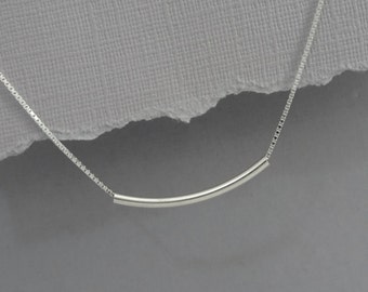 Sterling Silver Tube Bar Layering Necklace, Sterling Silver Tube Bar Necklace, Sterling Silver Necklace, Gift for Her, Girlfriend Gift