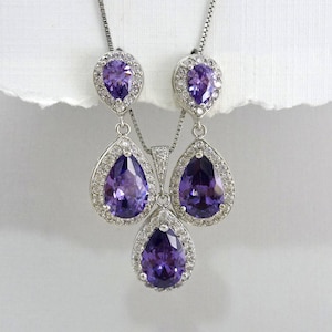 Dark Purple Jewelry Set, Purple Jewelry Set, Amethyst Wedding Jewelry Set, Bridal Jewelry, Bridal Party Jewelry, Bridal Shower Gift Jewelry