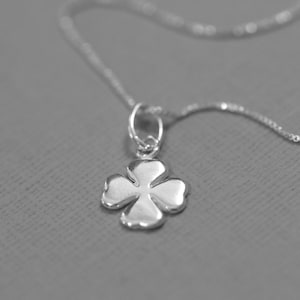 Sterling Silver Four-Leaf Clover Necklace, Sterling Silver Necklace, Friendship Necklace, Silver Necklace, Sterling Silver Necklace