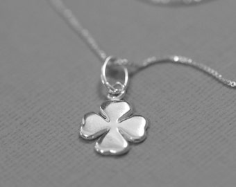 Sterling Silver Four-Leaf Clover Necklace, Sterling Silver Necklace, Friendship Necklace, Silver Necklace, Sterling Silver Necklace