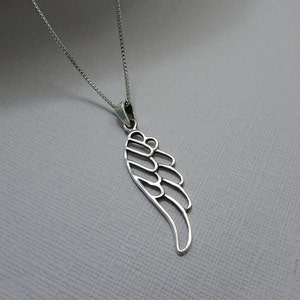Silver Angel Wing Necklace,  Sterling Silver Angel Wing Pendant on Sterling Silver Necklace Chain, Sympathy Necklace,  Remembrance Necklace