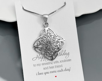Sterling Silver Celtic Knot Pendant Necklace, 925 Sterling Silver Celtic Necklace Necklace, Irish Necklace, Wife Birthday Gift Necklace