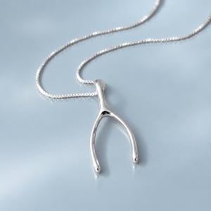 Sterling Silver Wishbone Necklace, Personalized Necklace Gift, Gift for Her, Casual Necklace, Everyday Necklace
