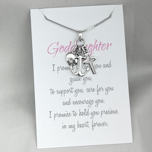 Sterling Silver Faith Hope and Charity Necklace, Goddaughter Gift Necklace, Baptism Gift Necklace, Gift from Godmother
