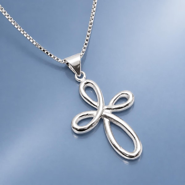 Cross Necklace, Cross Necklace, Christmas Gift, Christmas Necklace, Confirmation Necklace, Gift for Her, Sterling Silver, Godmother Gift