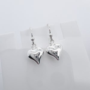 Tiny and Dainty Sterling Silver Puffed Heart Earrings, Girlfriend Gift Earrings,  Daughter Birthday Gift, Goddaughter Granddaughter Gift