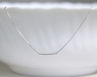 Tiny and Dainty Sterling Silver Tube Necklace, Sterling Silver Tube Necklace, Layering Necklace, Everyday Necklace, Casual Necklace