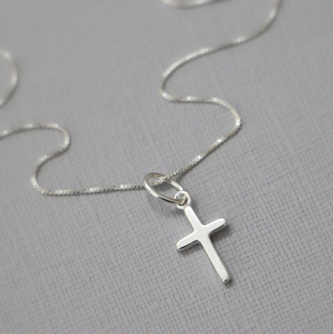 Silver Cross Necklace Sterling Silver Cross Necklace Tiny Etsy