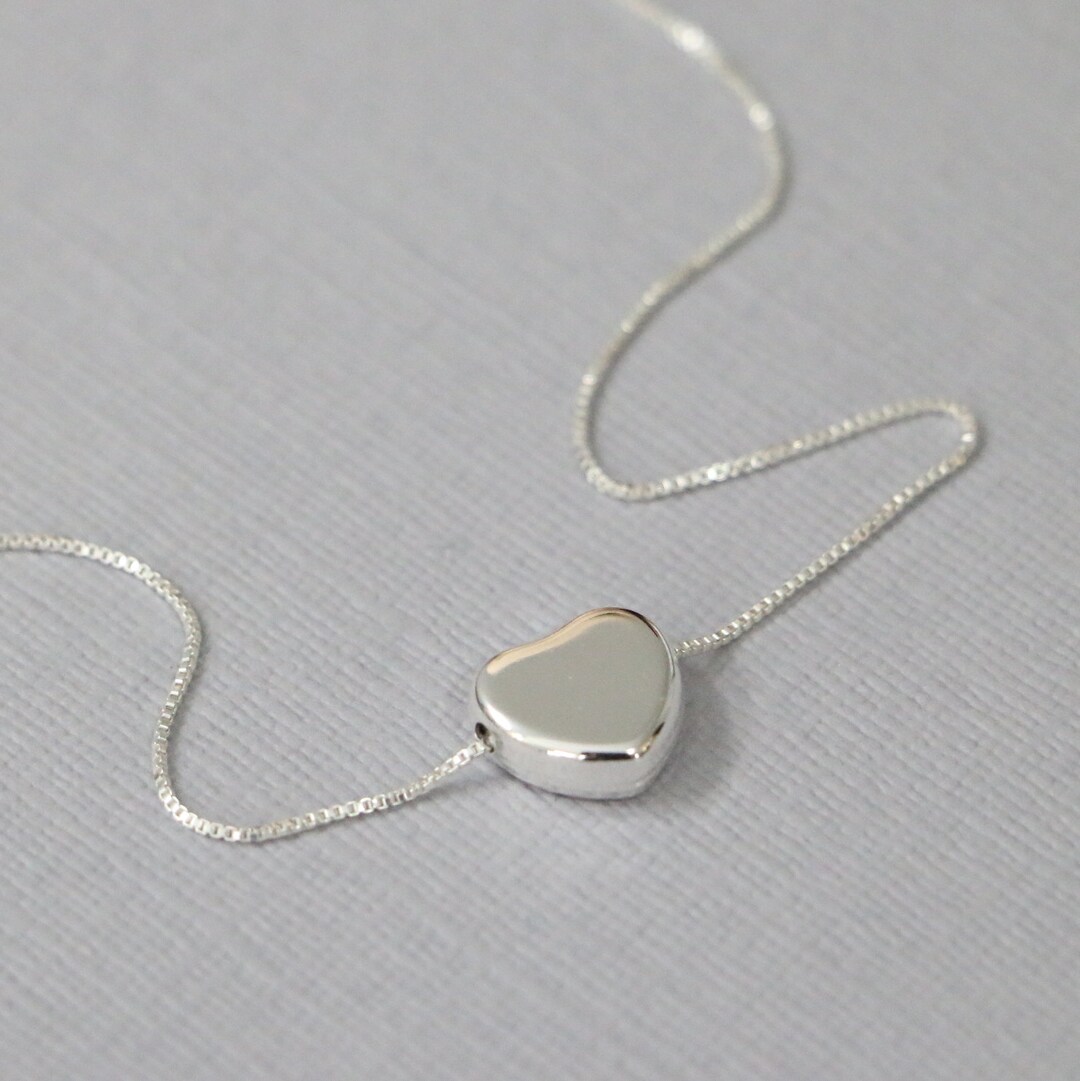 Sterling Silver Heart Necklace, Girlfriend Gift Necklace, Sterling