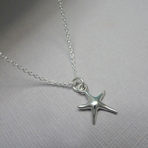 Sterling Silver Starfish Necklace, Bridesmaid Gift, Bridesmaid Necklace, Beach Wedding Necklace, Casual Necklace, Gift for Her, Gift for Mom image 1