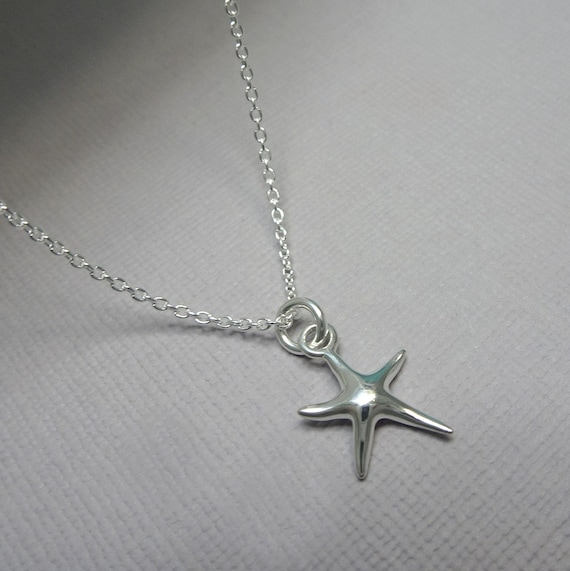 Sterling Silver Starfish Necklace, Bridesmaid Gift, Bridesmaid Necklace, Beach Wedding Necklace, Casual Necklace, Gift for Her, Gift for Mom