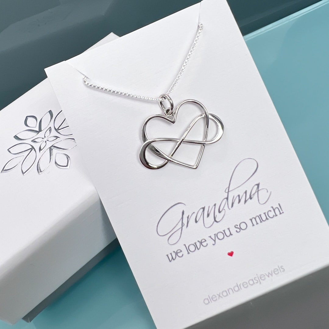 Grandmother Birthday Gift Necklace, Sterling Silver Infinity Heart ...