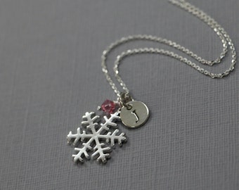 Silver Snowflake Necklace, Christmas Gift for Daughter Necklace, Winter Wedding Necklace, October Necklace, October Birthstone Necklace