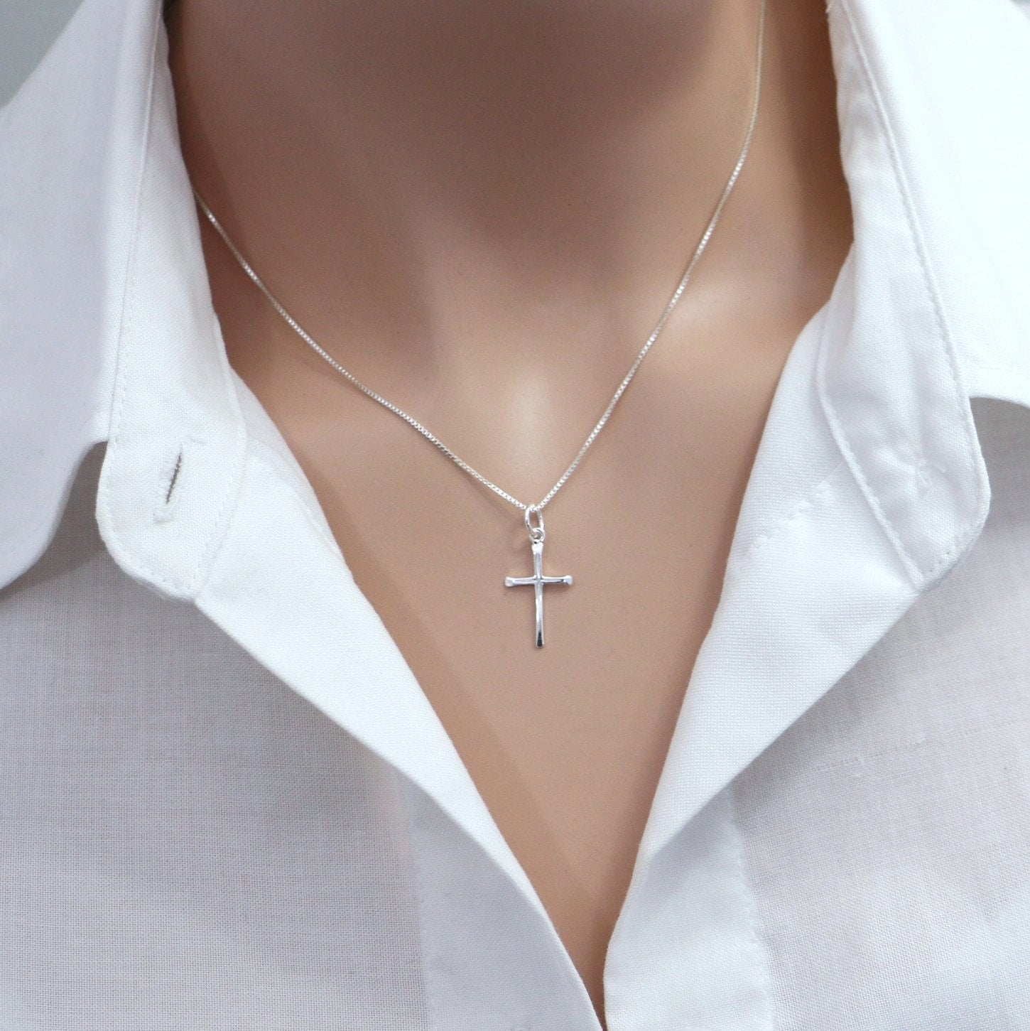 Sterling Silver Cross Necklace Cross Necklace Women Cross Etsy