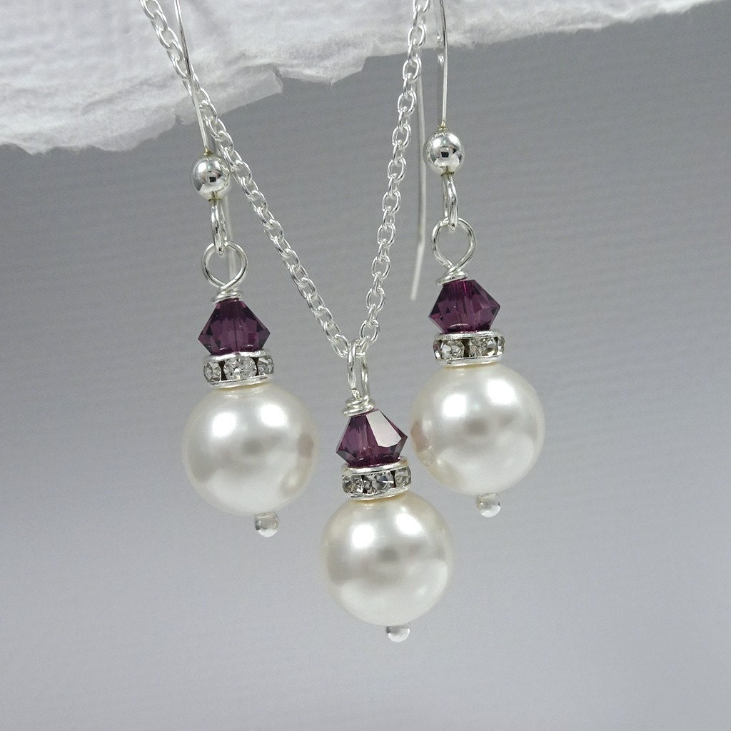 Plum Jewelry Set Plum Wedding Jewelry Set Plum Bridesmaid Etsy