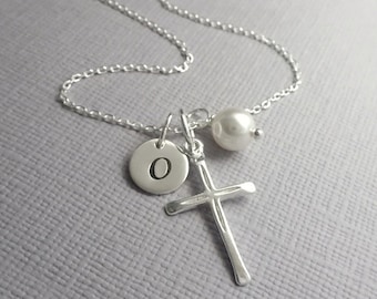 Personalized Cross Necklace, Sterling Silver Cross Necklace, Tiny Cross Necklace, Christmas Gift Necklace, Cross Necklace for Women