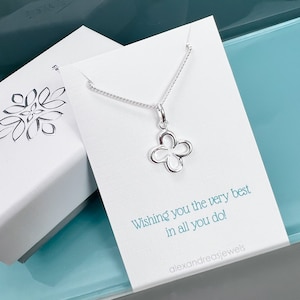 Small Sterling Silver Four-Leaf Clover Necklace, St. Patrick&#39;s Day Gift, Lucky Charm Necklace, Irish Luck Necklace, Best Friend Gift