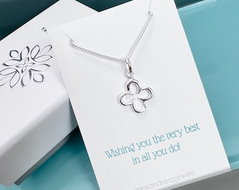 Small Sterling Silver Four-Leaf Clover Necklace, St. Patrick's Day Gift, Lucky Charm Necklace, Irish Luck Necklace, Best Friend Gift