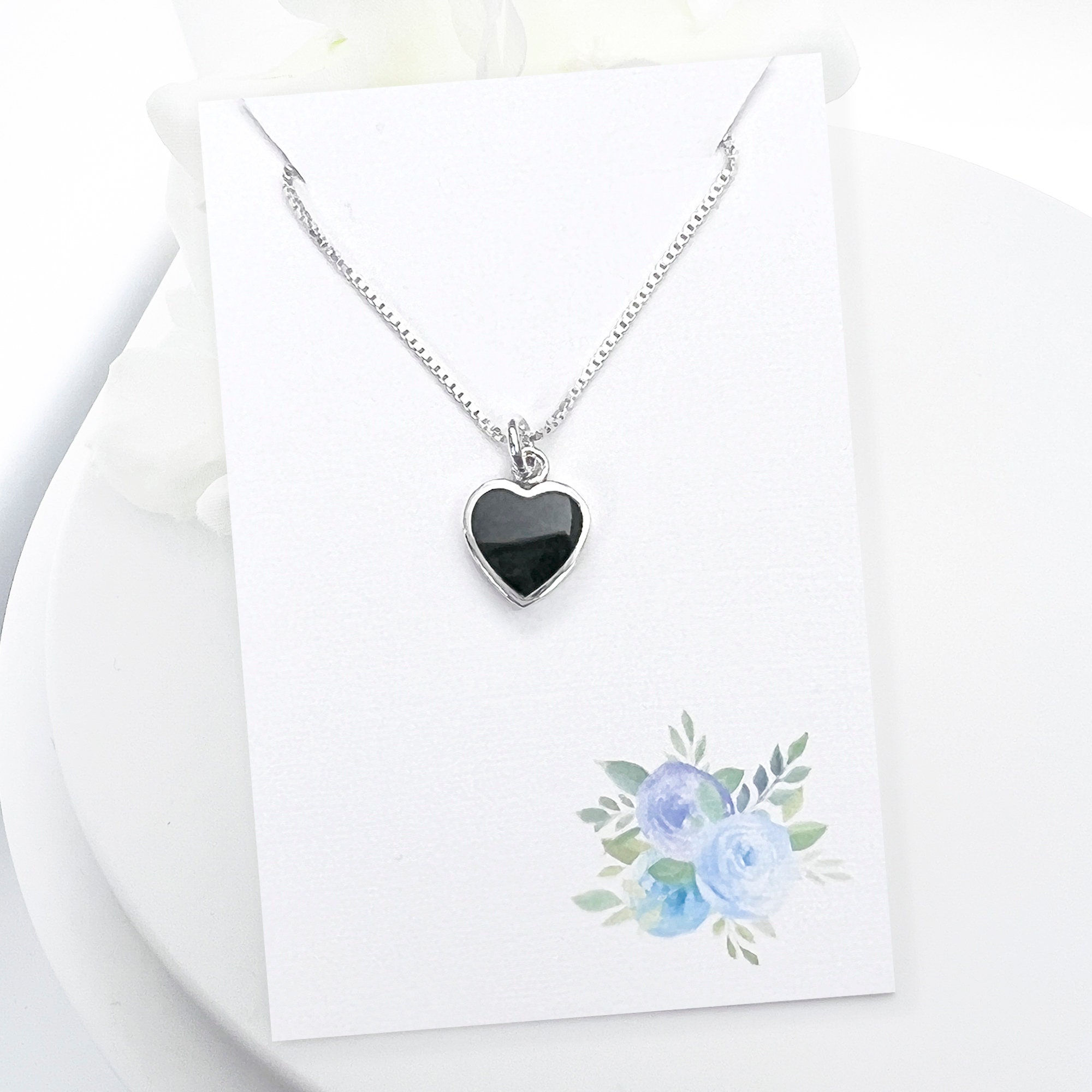 Preloved Tiffany & Co. Elsa Peretti Black Jade Mini Open Heart Silver  Necklace