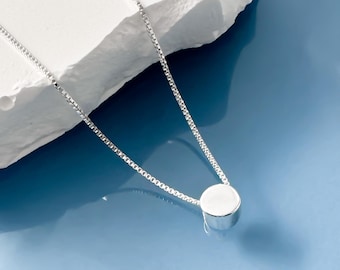 Very Tiny and Dainty Sterling Silver Round Disc Choker Necklace, Silver Disc Layering Necklace for Women, Dainty Minimalist Necklace