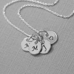 Sterling Silver Initial Necklace, Personalized Sterling Silver Monogram Necklace, Casual Necklace, Everyday Necklace Valentines Gift for Her